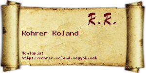 Rohrer Roland névjegykártya